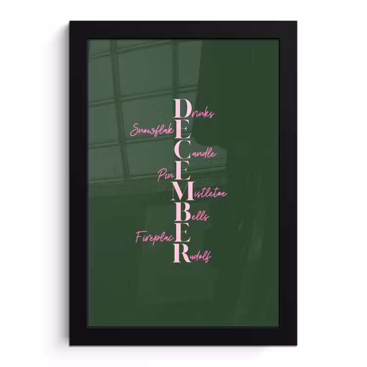Poster met lijst - December - Tekst - Kerst - Groen