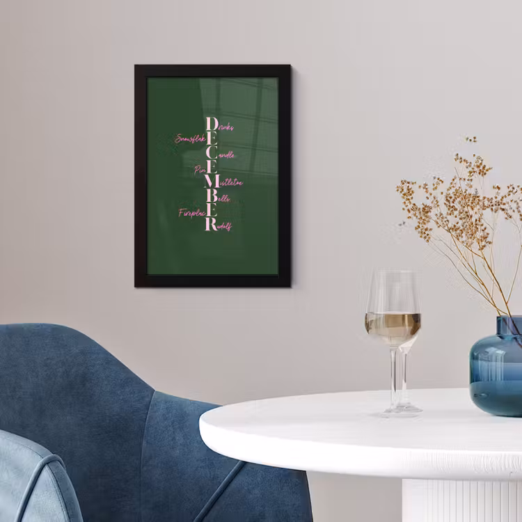 Poster met lijst - December - Tekst - Kerst - Groen — 4