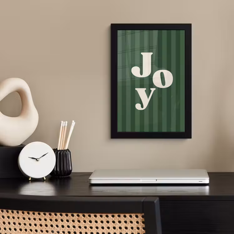 Poster met lijst - Joy - Kerst - Tekst - Groen — 2