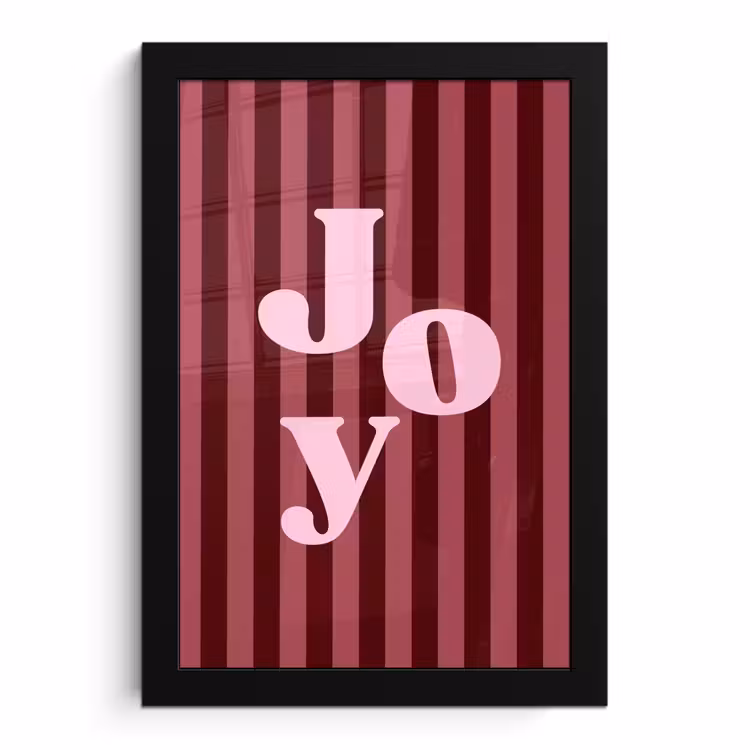 Poster met lijst - Joy - Kerst - Tekst - Roze