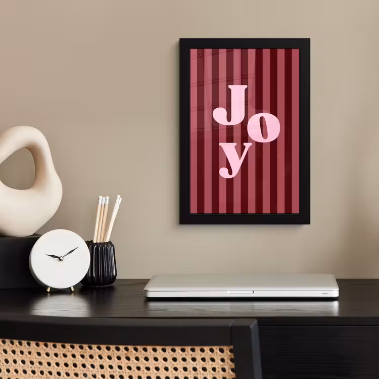 Poster met lijst - Joy - Kerst - Tekst - Roze — 2