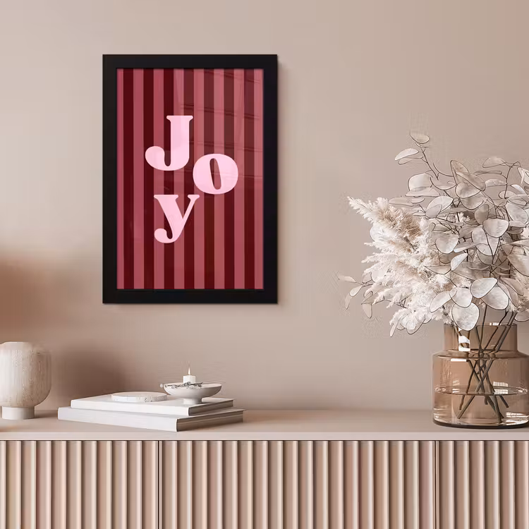 Poster met lijst - Joy - Kerst - Tekst - Roze — 5