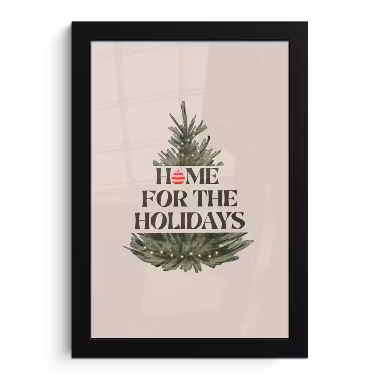 Poster met lijst - Kerst - Tekst - Kerstboom - Beige
