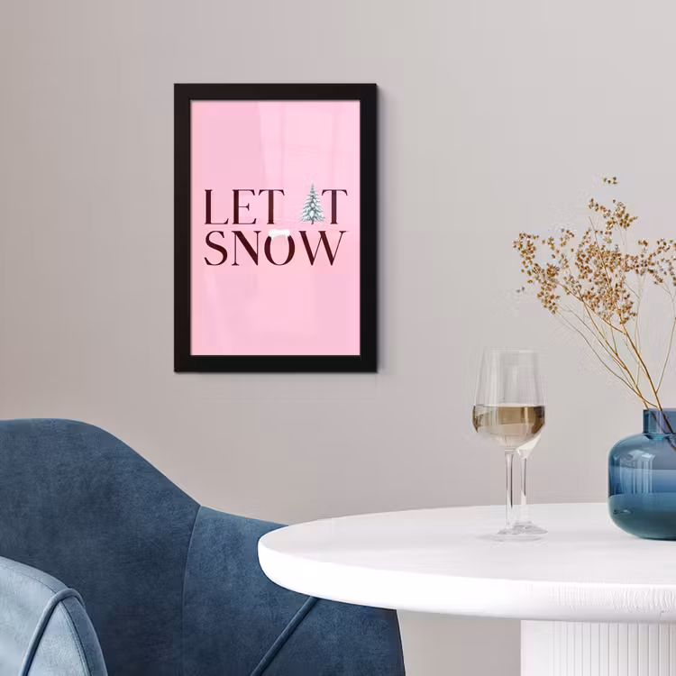 Poster met lijst - Kerst - Tekst - Sneeuw - Roze — 4