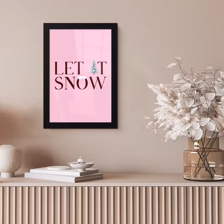 Poster met lijst - Kerst - Tekst - Sneeuw - Roze — 5