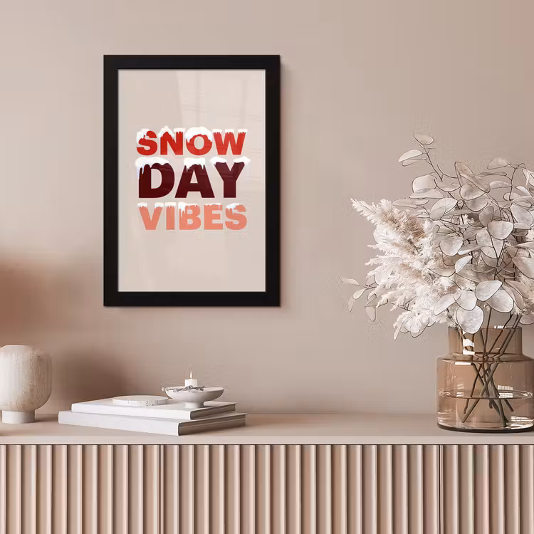 Poster met lijst - Sneeuw - Kerst - Tekst - Rood — 5
