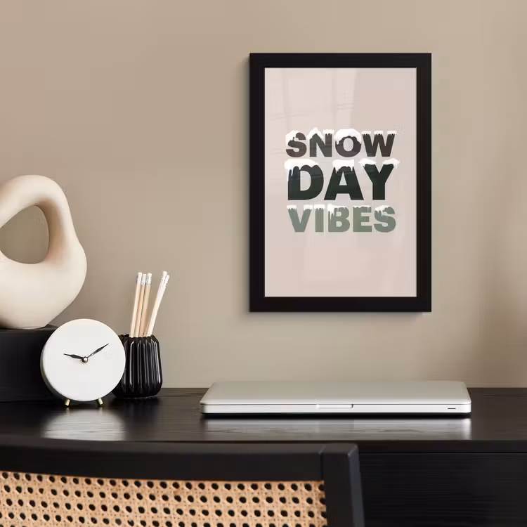 Poster met lijst - Sneeuw - Tekst - Kerst - Beige — 2