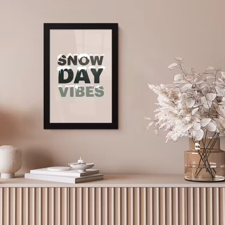 Poster met lijst - Sneeuw - Tekst - Kerst - Beige — 5