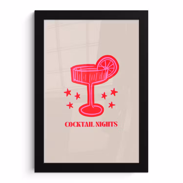 Poster met lijst - Cocktail - Kerst - Beige - Roze — 1