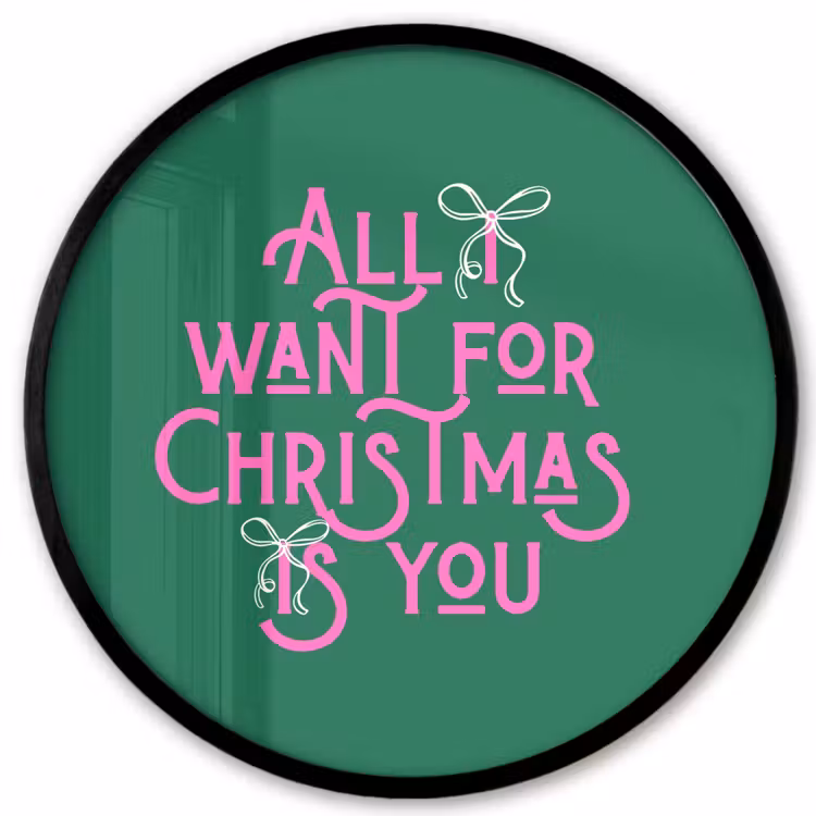 Ronde fotolijst - Kerst - Tekst - Roze - Groen