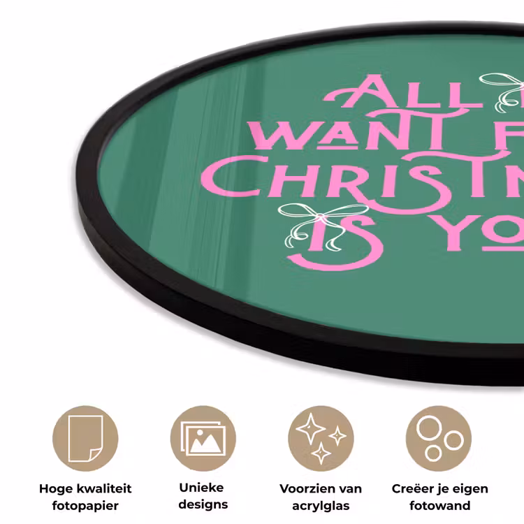 Ronde fotolijst - Kerst - Tekst - Roze - Groen — 2