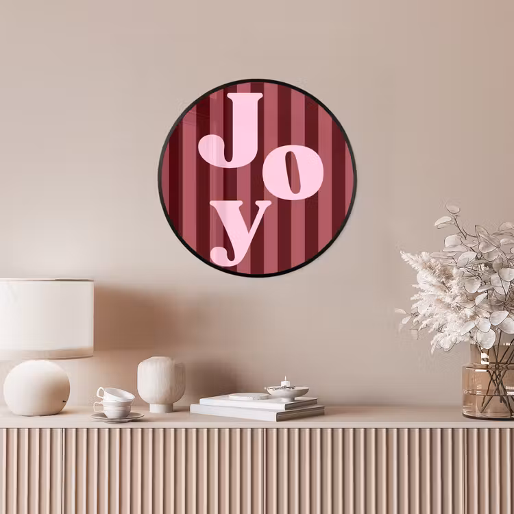 Ronde fotolijst - Joy - Kerst - Tekst - Roze — 5