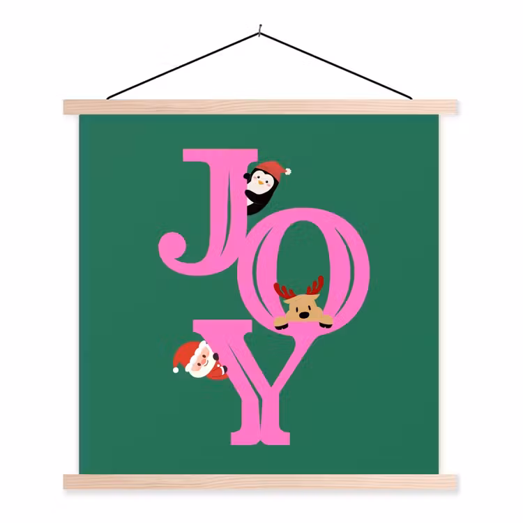 Schoolplaat - Joy - Kerst - Animatie - Roze - Groen