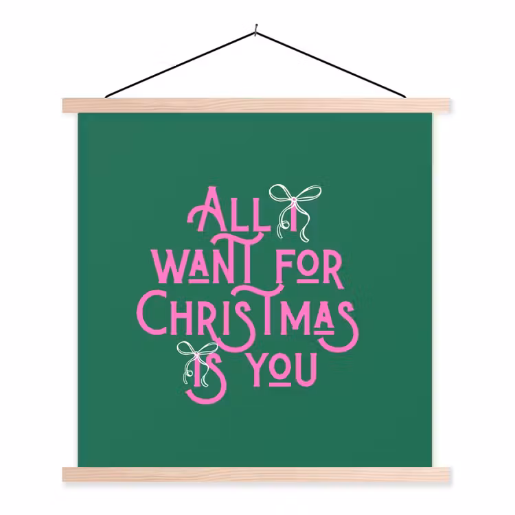 Schoolplaat - Kerst - Tekst - Roze - Groen