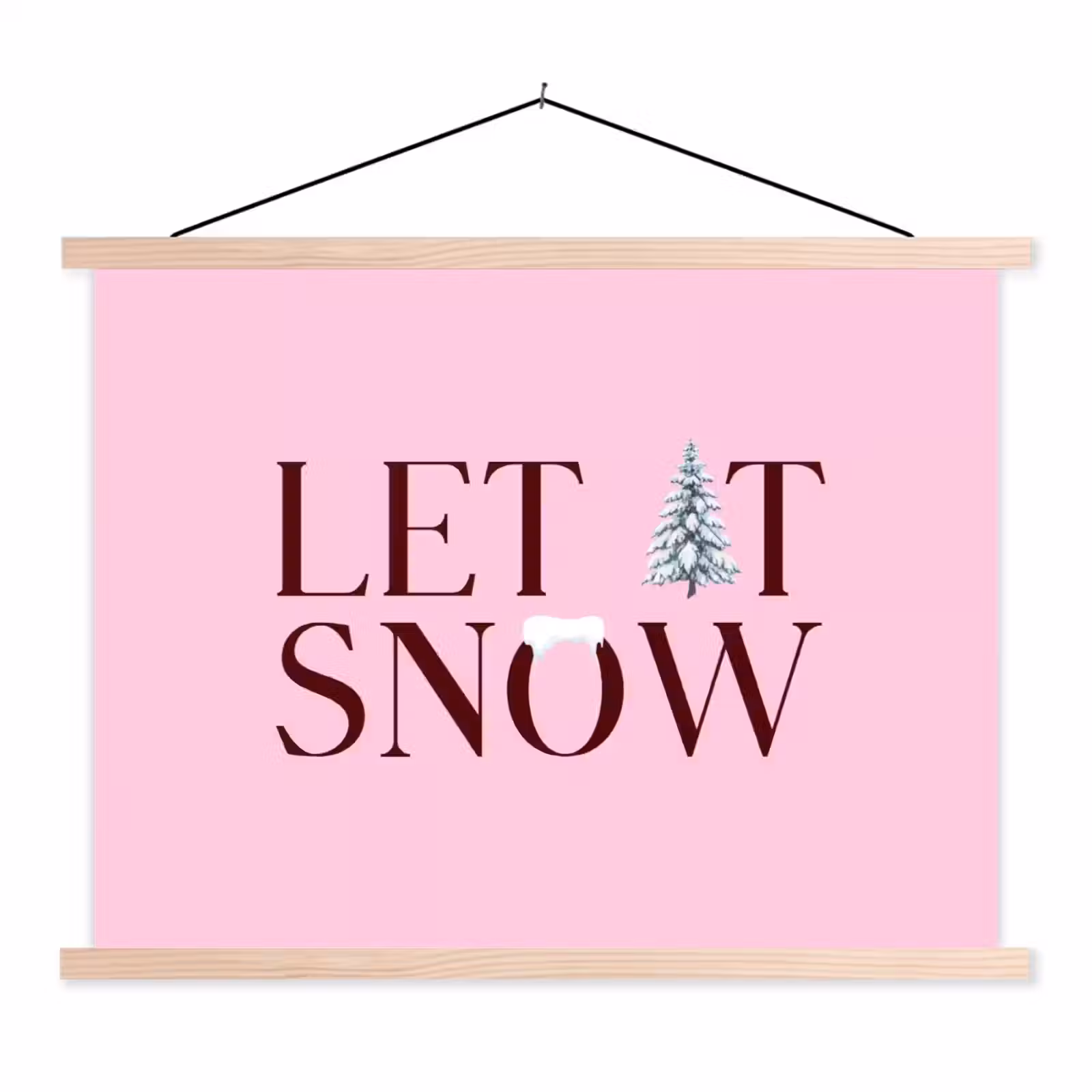 Schoolplaat - Kerst - Tekst - Sneeuw - Roze — 1