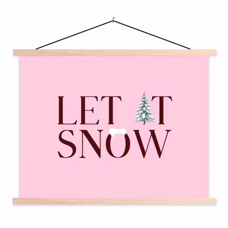 Schoolplaat - Kerst - Tekst - Sneeuw - Roze — 1