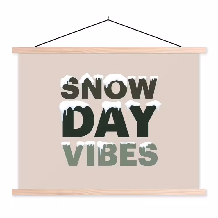 Schoolplaat - Sneeuw - Tekst - Kerst - Beige — 1