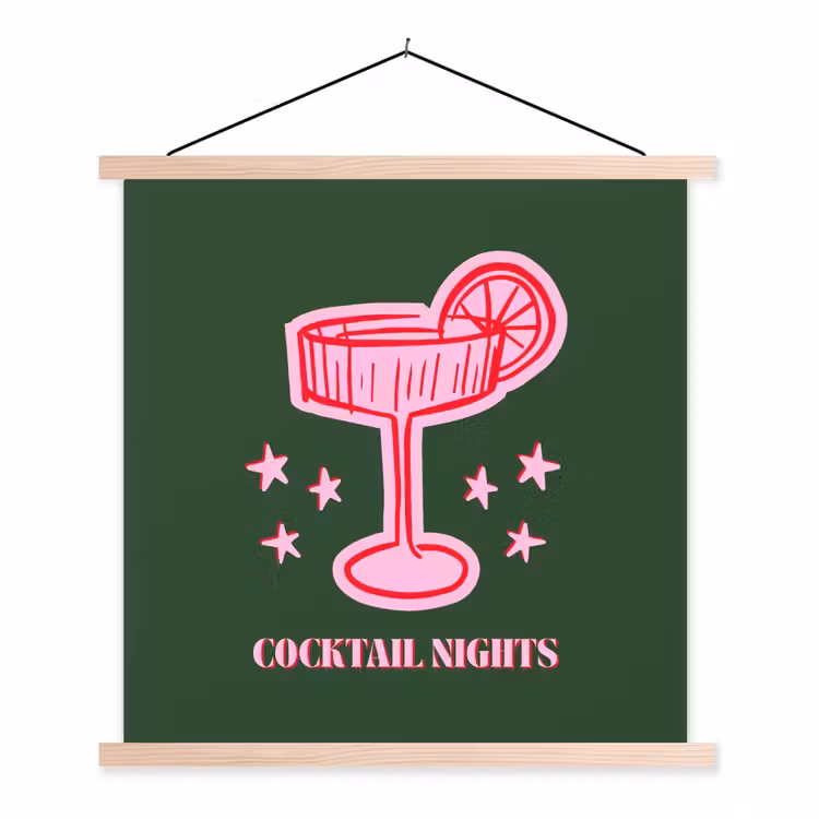 Schoolplaat - Cocktail - Kerst - Roze - Groen