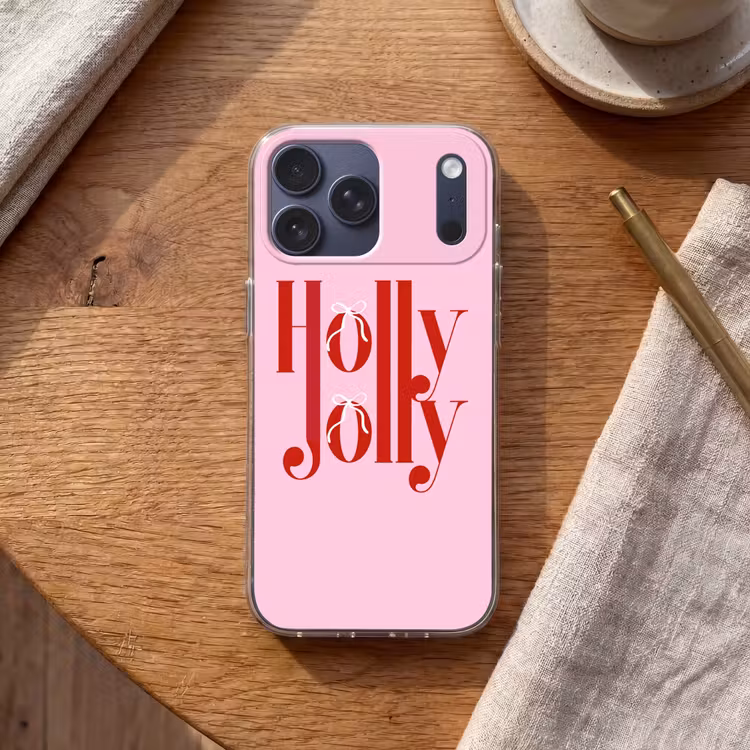 Telefoonhoesje Softcase - Kerst - Tekst - Rood - Roze — 2