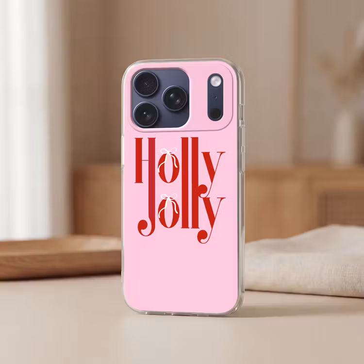Telefoonhoesje Softcase - Kerst - Tekst - Rood - Roze — 3