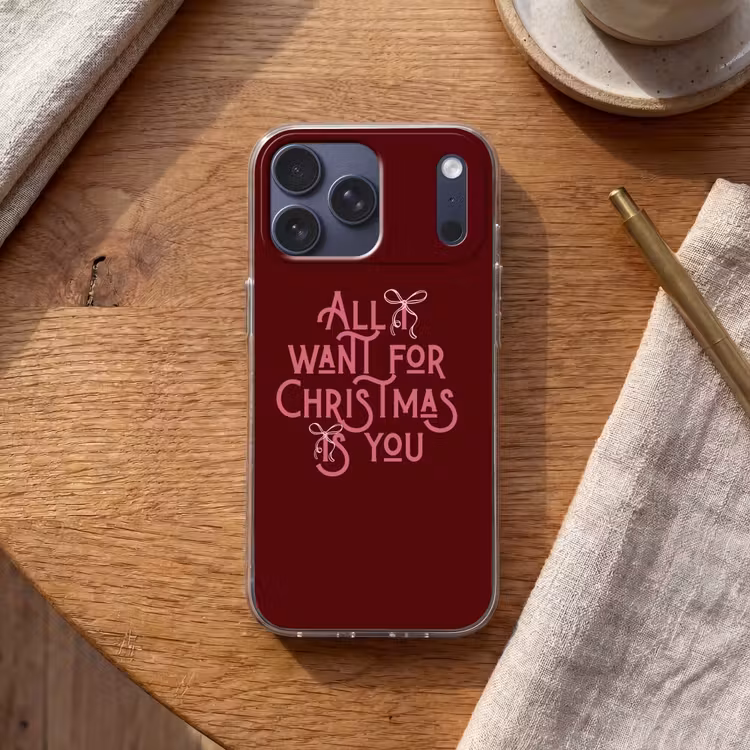 Telefoonhoesje Softcase - Tekst - Kerst - Rood - Roze — 2