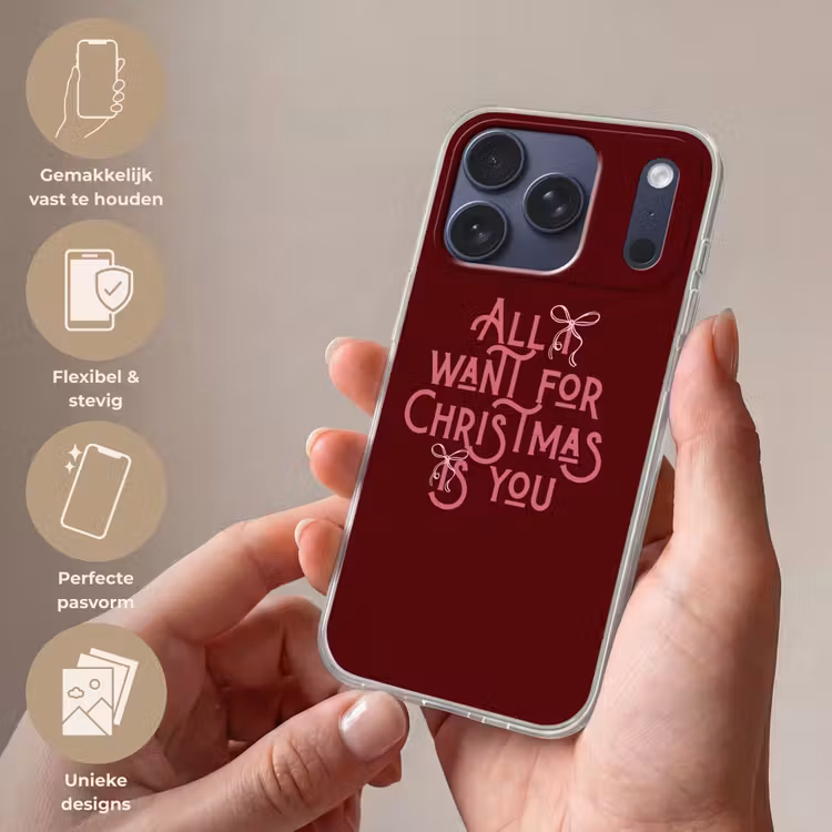 Telefoonhoesje Softcase - Tekst - Kerst - Rood - Roze — 4