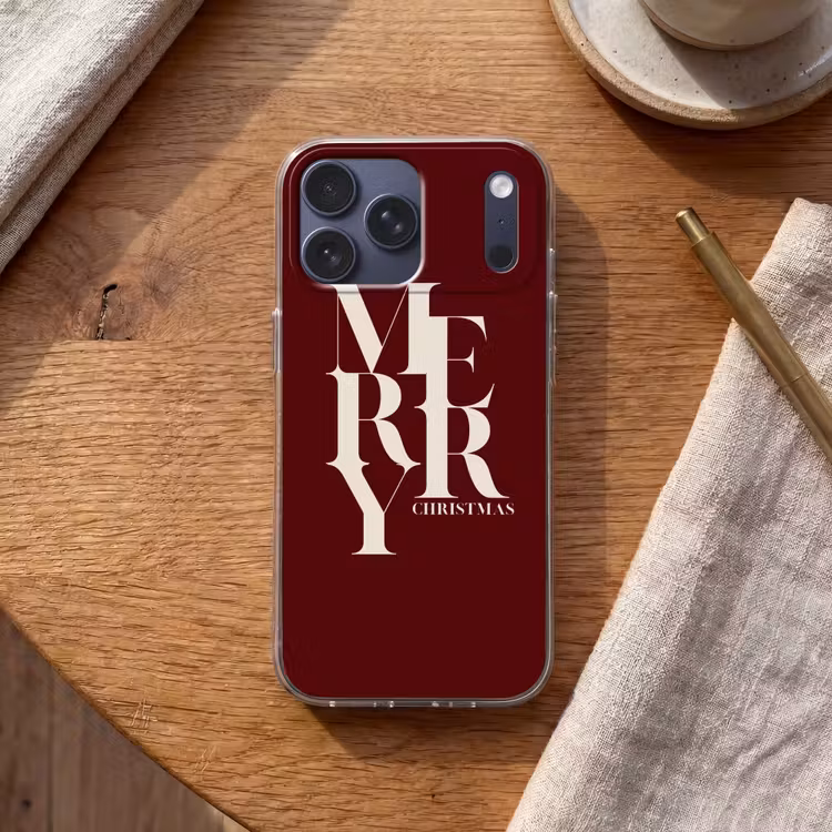 Telefoonhoesje Softcase - Merry - Tekst - Donker - Rood — 2