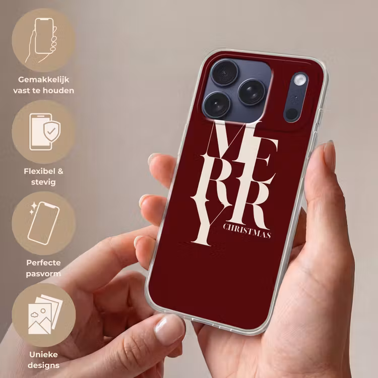Telefoonhoesje Softcase - Merry - Tekst - Donker - Rood — 4