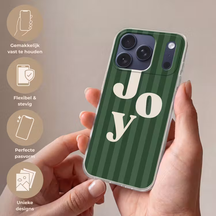 Telefoonhoesje Softcase - Joy - Kerst - Tekst - Groen — 4