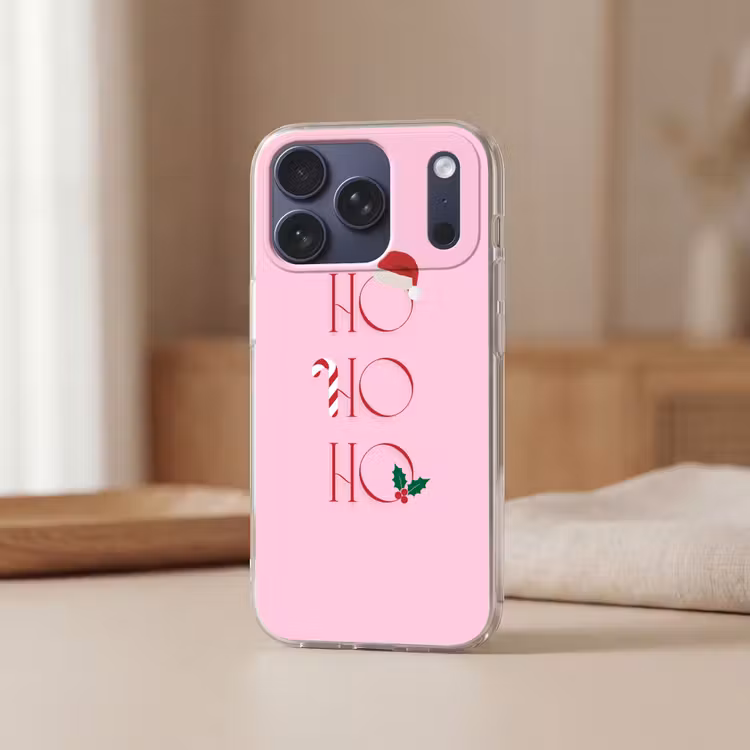 Telefoonhoesje Softcase - Kerst - Tekst - Roze - Illustratie — 3
