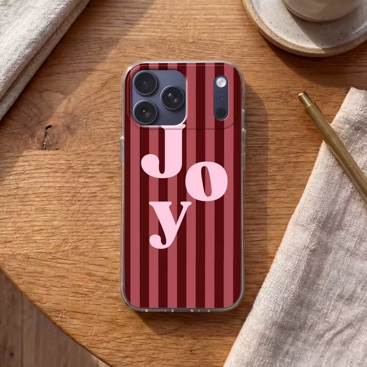 Telefoonhoesje Softcase - Joy - Kerst - Tekst - Roze — 2