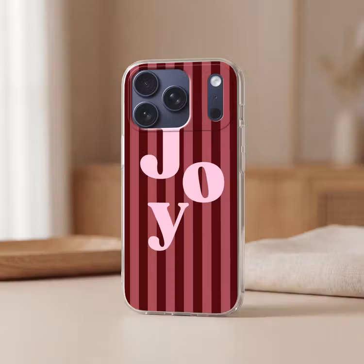 Telefoonhoesje Softcase - Joy - Kerst - Tekst - Roze — 3