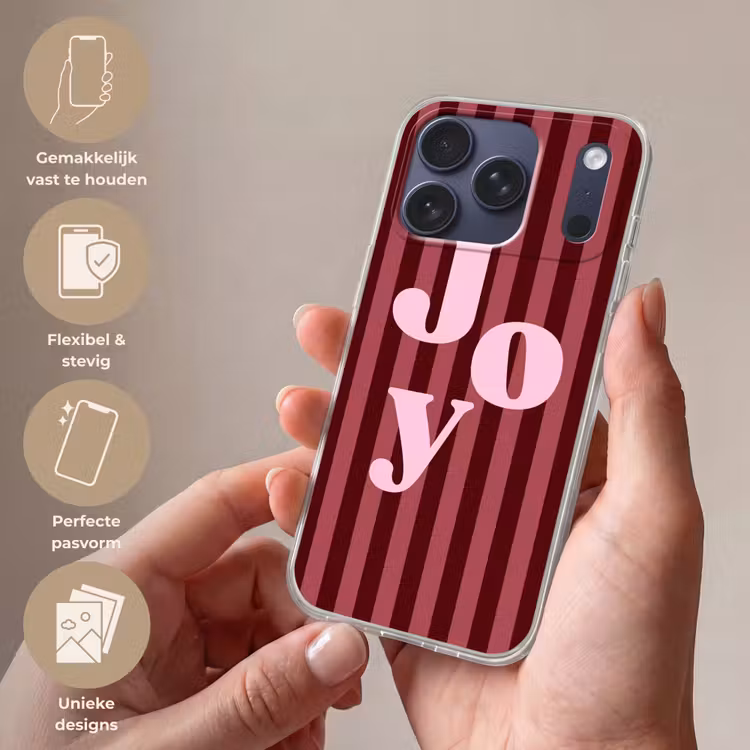 Telefoonhoesje Softcase - Joy - Kerst - Tekst - Roze — 4