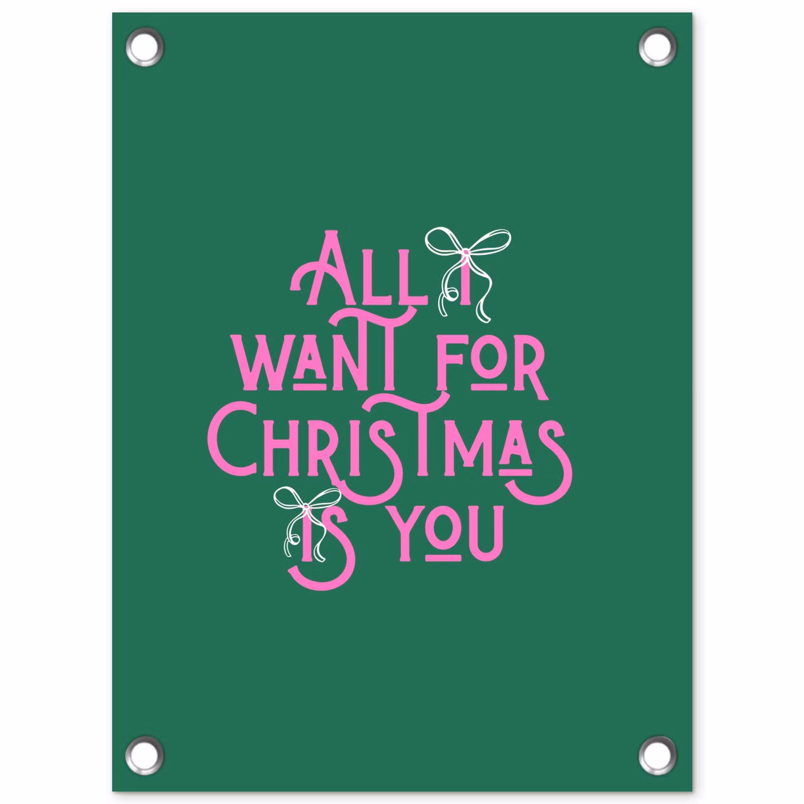 Tuinposter - Kerst - Tekst - Roze - Groen — 1
