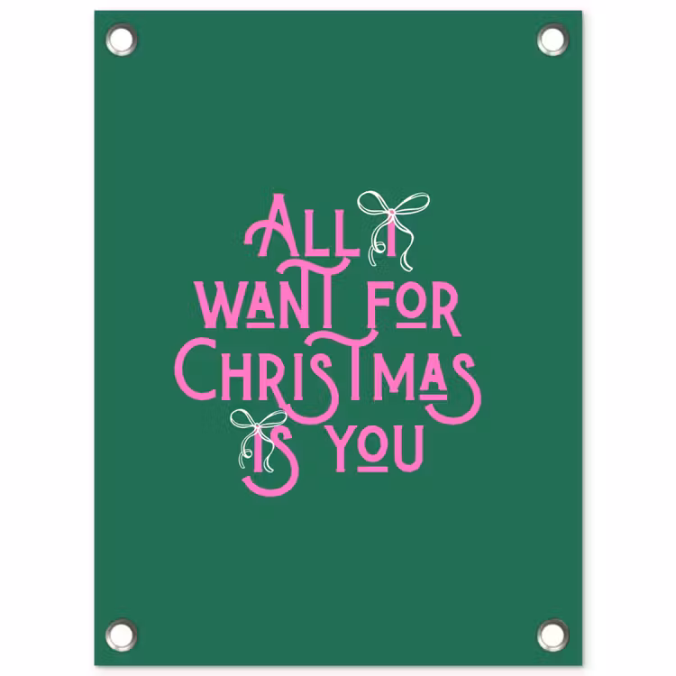 Tuinposter - Kerst - Tekst - Roze - Groen