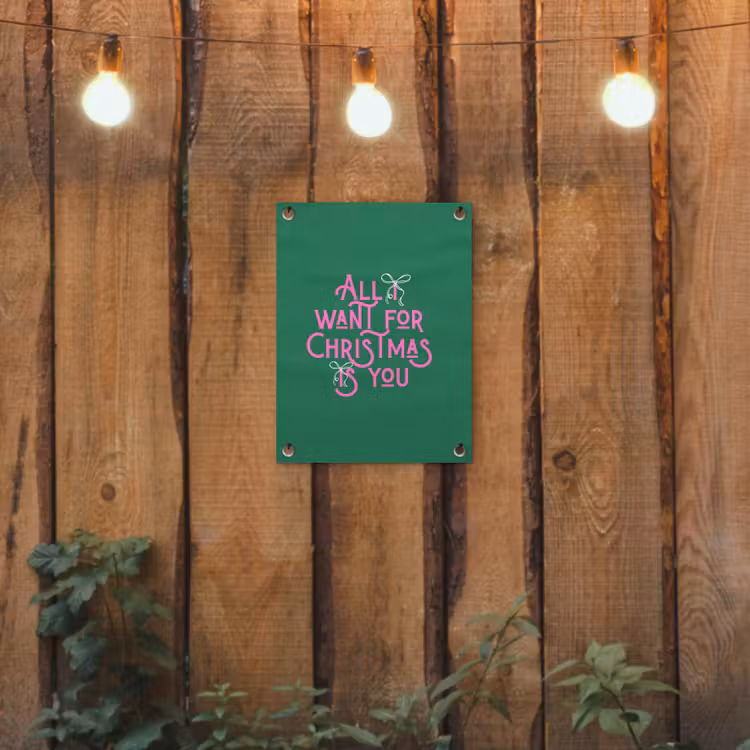 Tuinposter - Kerst - Tekst - Roze - Groen — 2