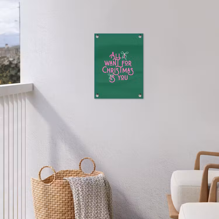 Tuinposter - Kerst - Tekst - Roze - Groen — 3