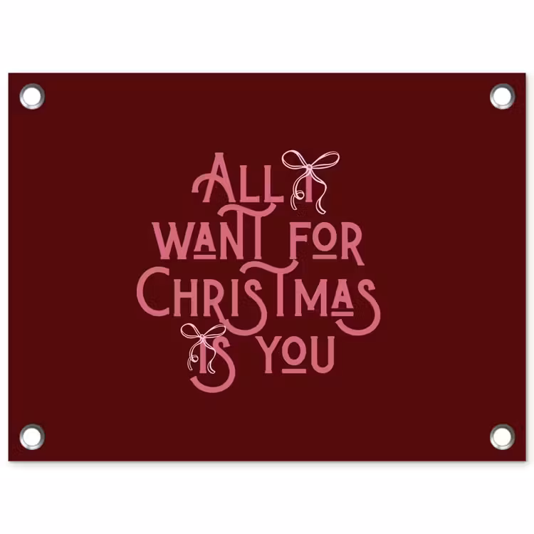 Tuinposter - Tekst - Kerst - Rood - Roze — 1