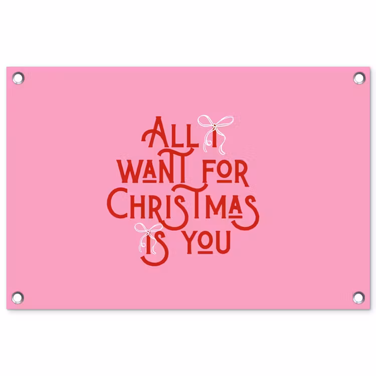 Tuinposter - Tekst - Kerst - Roze - Rood — 1
