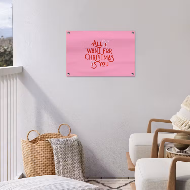Tuinposter - Tekst - Kerst - Roze - Rood — 3
