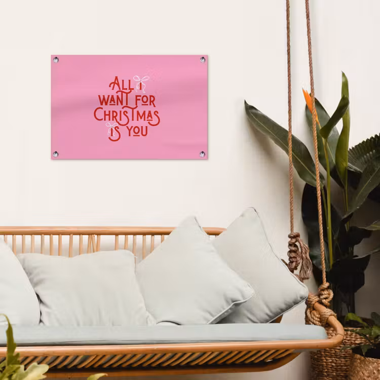 Tuinposter - Tekst - Kerst - Roze - Rood — 5