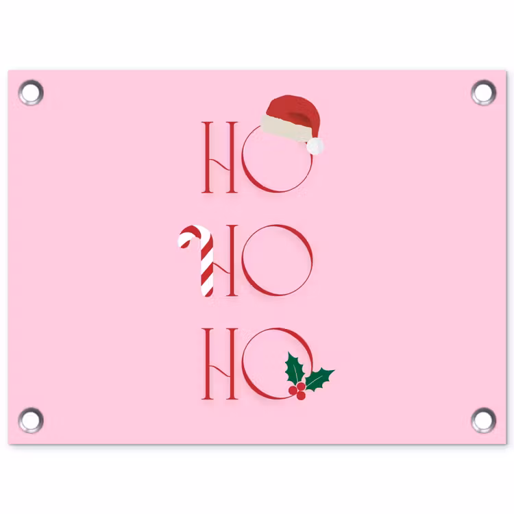 Tuinposter - Kerst - Tekst - Roze - Illustratie