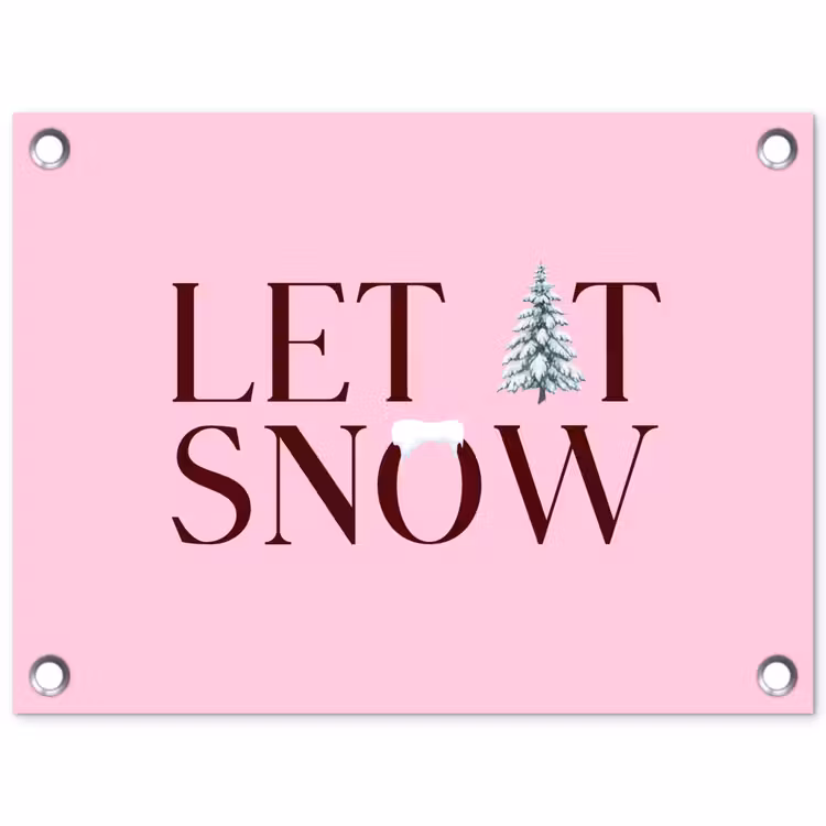 Tuinposter - Kerst - Tekst - Sneeuw - Roze
