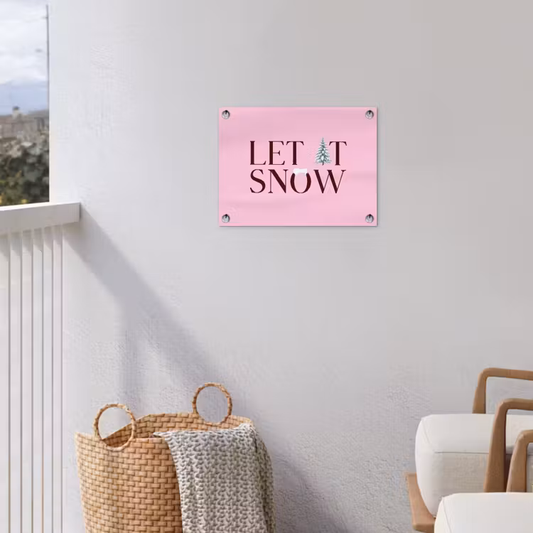 Tuinposter - Kerst - Tekst - Sneeuw - Roze — 3
