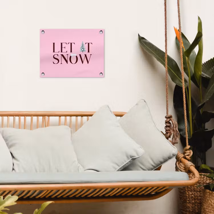 Tuinposter - Kerst - Tekst - Sneeuw - Roze — 5