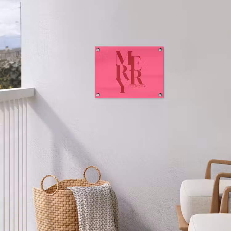 Tuinposter - Merry - Tekst - Kerst - Roze — 3