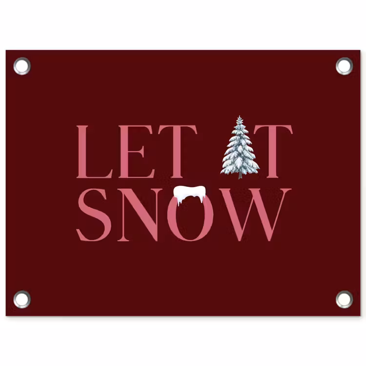 Tuinposter - Tekst - Kerst - Sneeuw - Roze