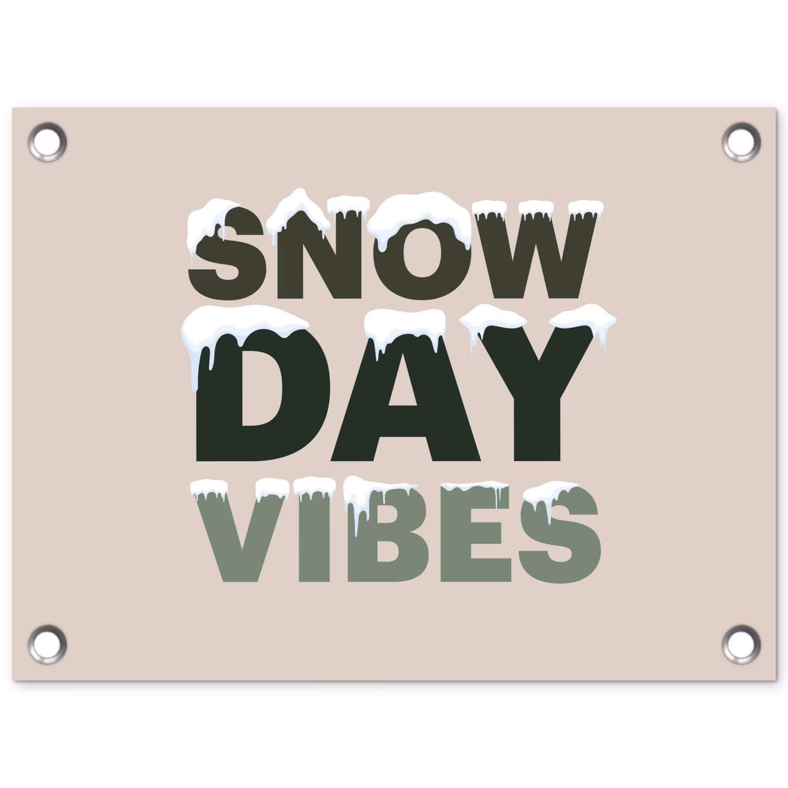 Tuinposter - Sneeuw - Tekst - Kerst - Beige — 1