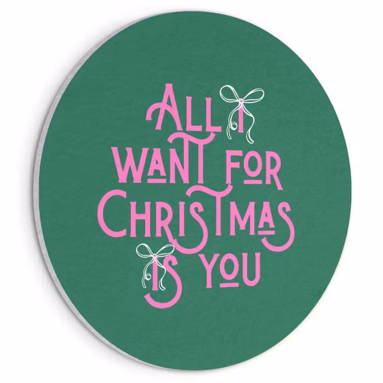 Akoestisch schilderij - Kerst - Tekst - Roze - Groen