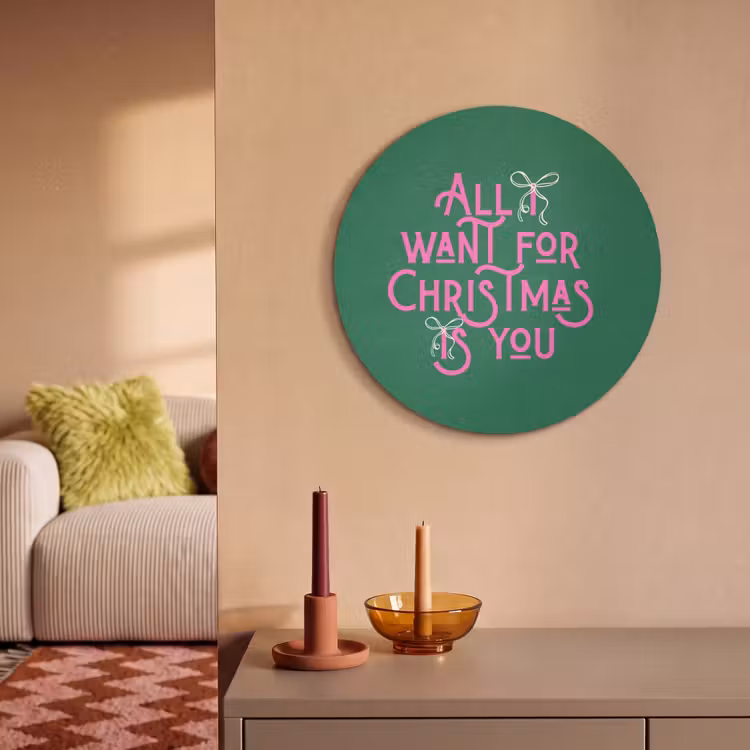 Akoestisch schilderij - Kerst - Tekst - Roze - Groen — 2